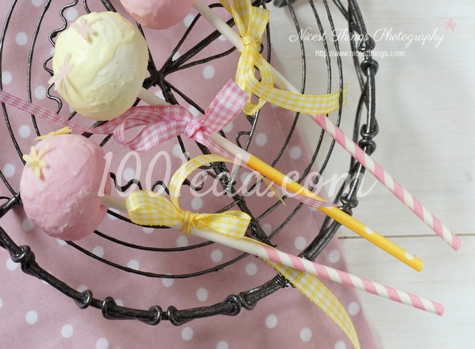 Желтые и розовые кейк попсы ( Cake Pops )